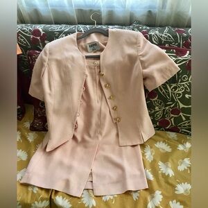 Kasper Women's Blush Pink Blazer with Gold Buttons and Matching Skirt